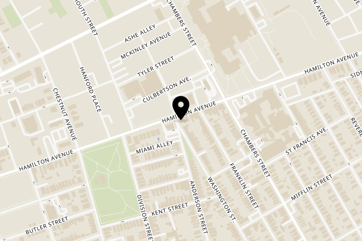 Map showing the location of Halal Brothers on 503 Hamilton Ave in Trenton